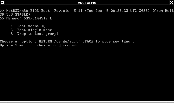 NetBSD9のboot画面